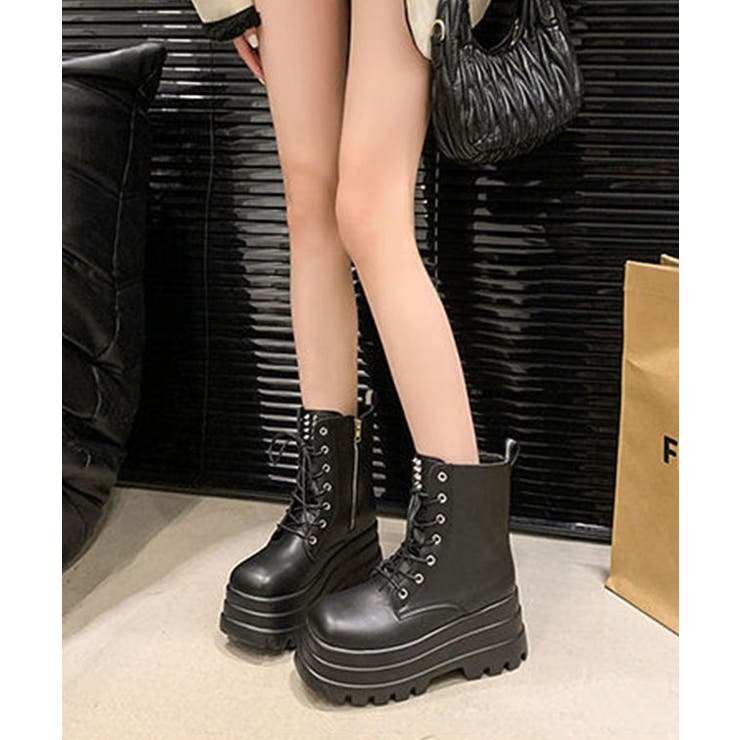 レザー調 厚底 レースアップ | レースレディース  | 詳細画像7 