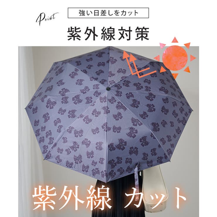 【雨晴兼用】リボン柄 ワンタッチ コンパクト | レースレディース  | 詳細画像3 