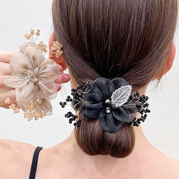 【2点セット】クリアビーズ付き ボタニカル シアー | レースレディース  | 詳細画像1 