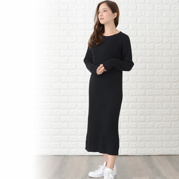 極美品　近年モデル　ビームスゴルフ　ニットワンピース　ウール　リブ　ロング ニットワンピース ロング丈 リブ[品番：LCLW0001209]｜レース