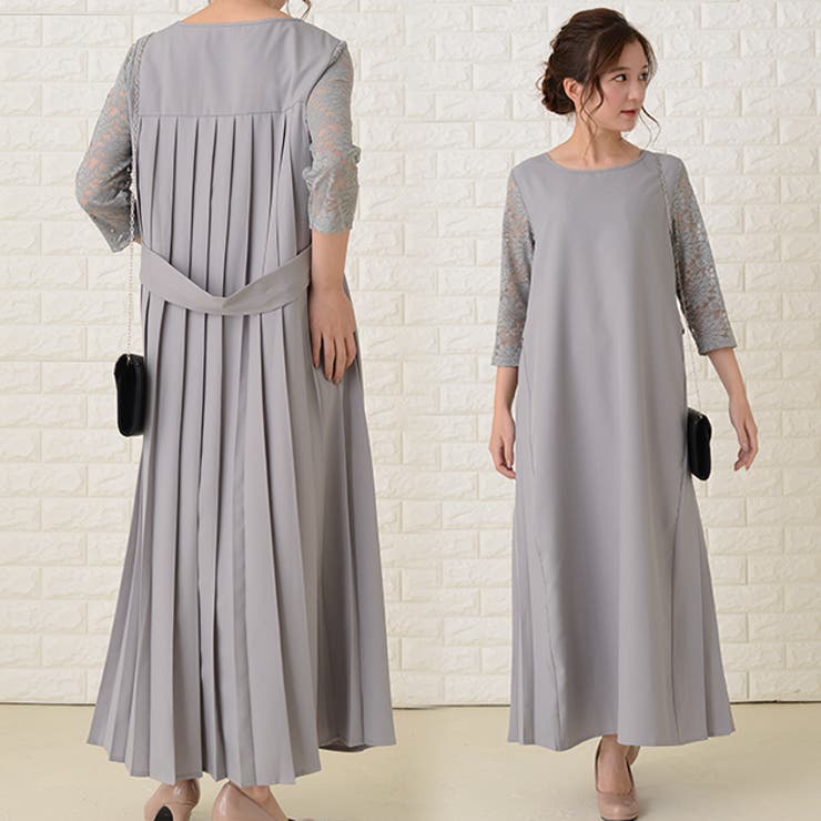 バックプリーツワンピース ロング丈 ワンピース[品番