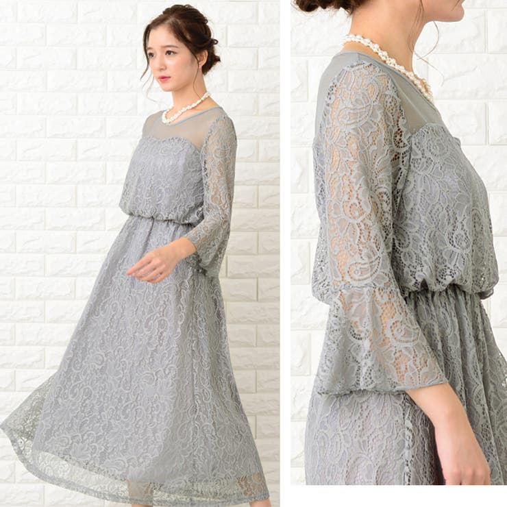 レース切替 ロングワンピース パーティードレス | レースレディース  | 詳細画像12 