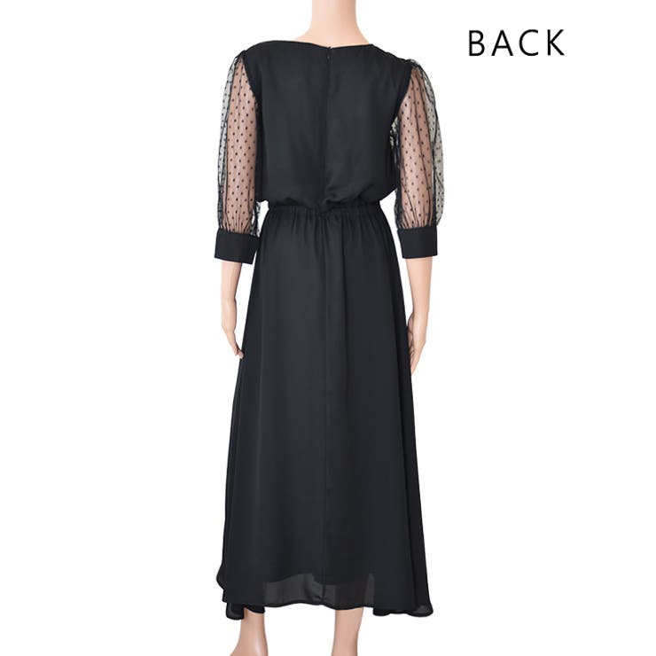 ロングドレス ドットチュール袖 ワンピース | レースレディース  | 詳細画像20 