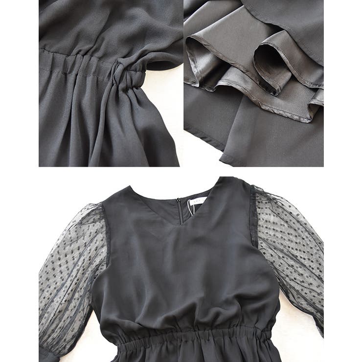 ロングドレス ドットチュール袖 ワンピース | レースレディース  | 詳細画像23 