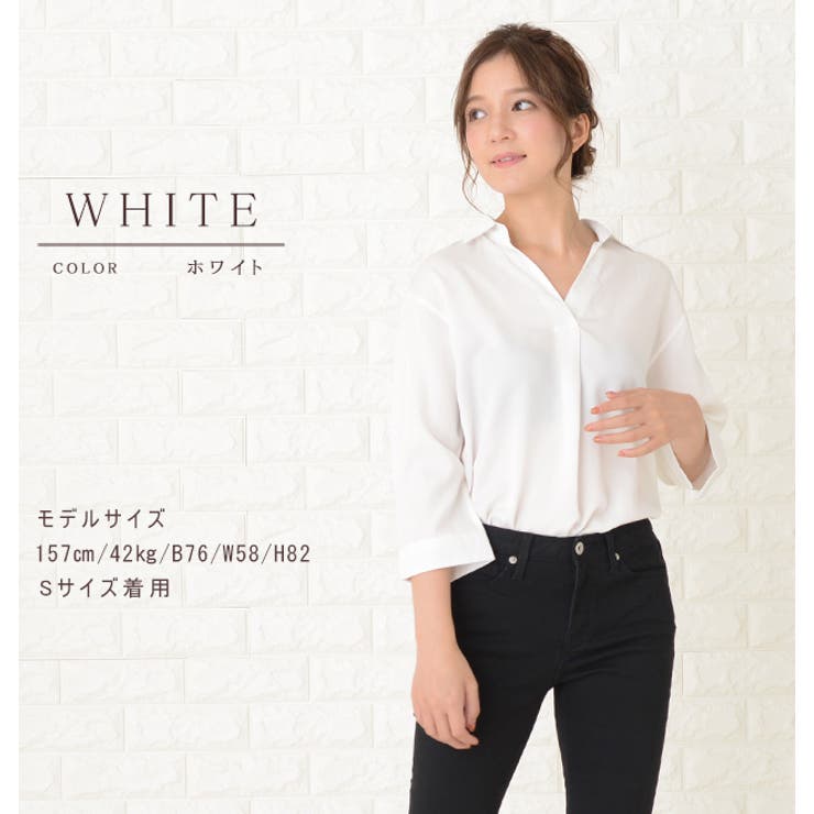 七分袖スキッパーシャツ S XXL[品番：LCLW0001432]｜レース