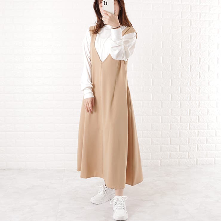 スーパーセール ジャンパースカート ロングワンピース ノースリーブ[品番 Sサイズ