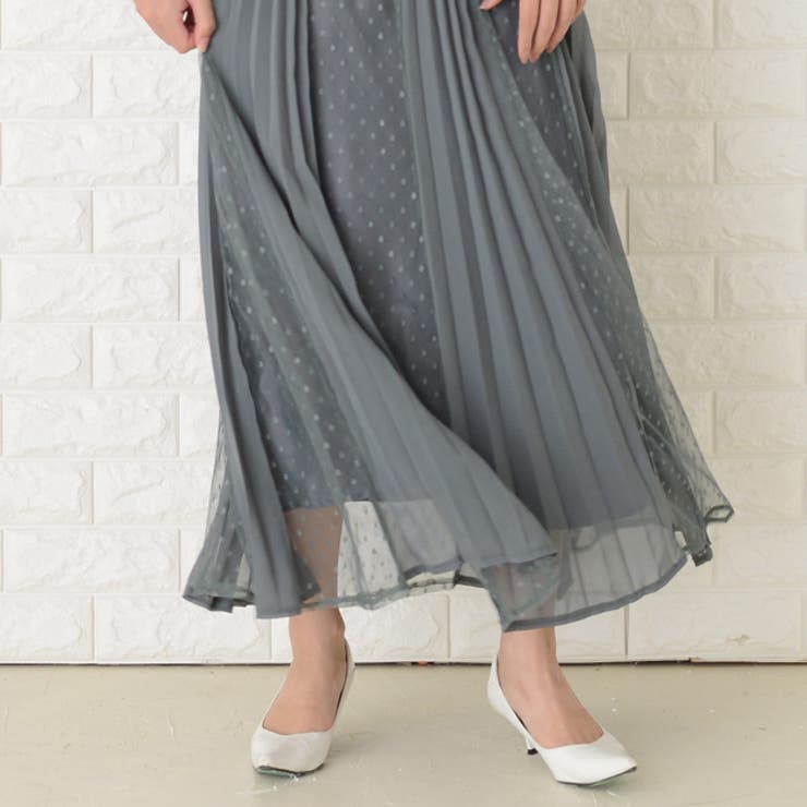 シアー袖 シフォンドレス 結婚式[品番：LCLW0001467]｜レース