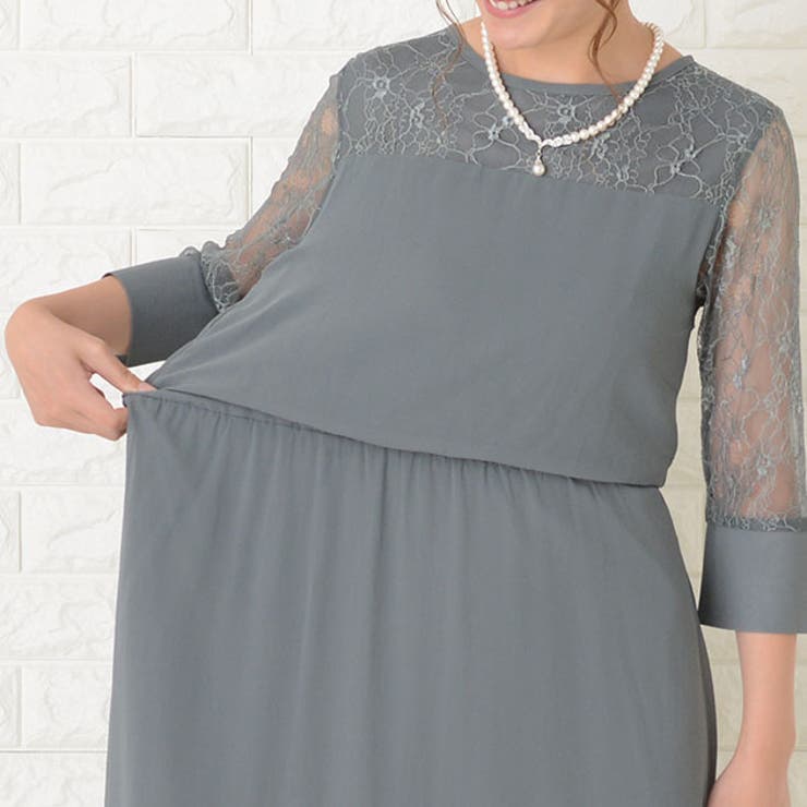 ウエストリボン付き 七分袖 袖あり | レースレディース  | 詳細画像3 