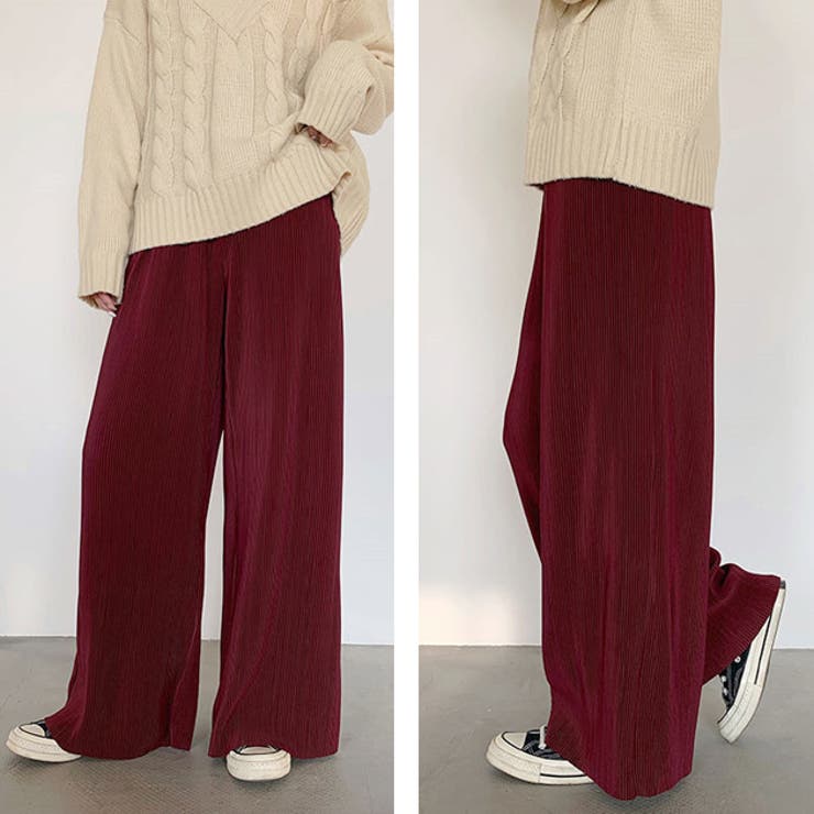 プリーツパンツ 裾カットOK レディース[品番：LCLW0001603