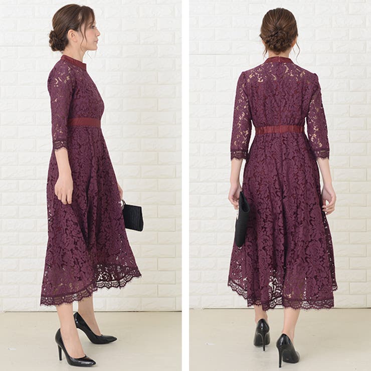 フィッシュテール ハイネック ロング丈ワンピース[品番