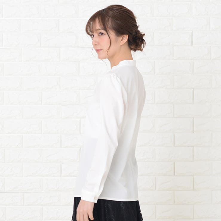 Vネック 長袖シャツ ブラウス[品番：LCLW0001632]｜レース