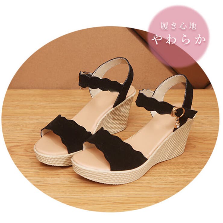 ウェッジソールサンダル アンクルストラップ サンダル[品番