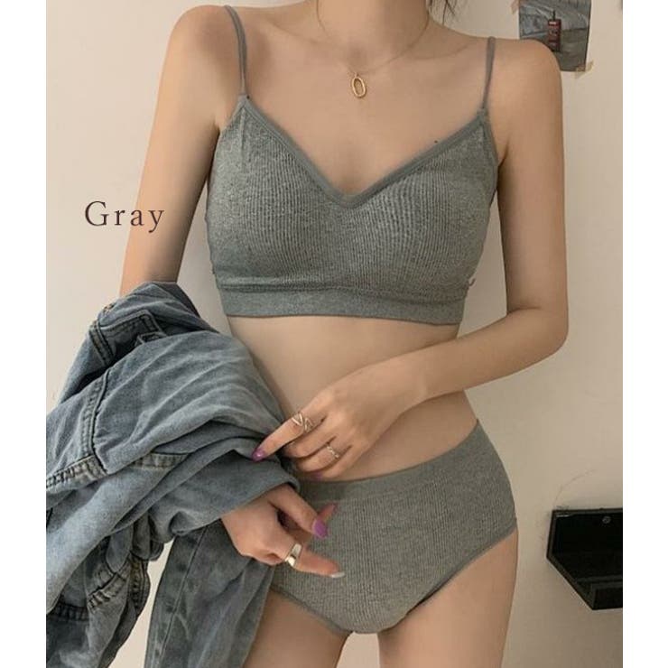 ブラジャーショーツセット ノンワイヤー リブ | レースレディース  | 詳細画像8 