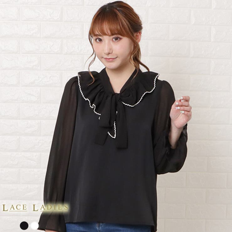 ラッフルフレア ボウタイ ブラウス | レースレディース  | 詳細画像1