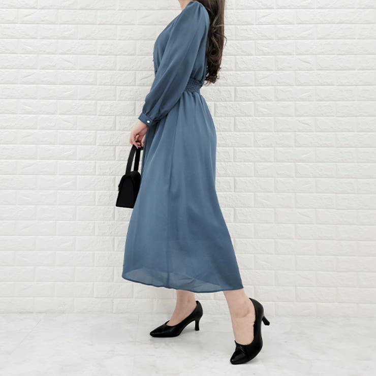 Vネック シフォン ロングワンピース | レースレディース  | 詳細画像17