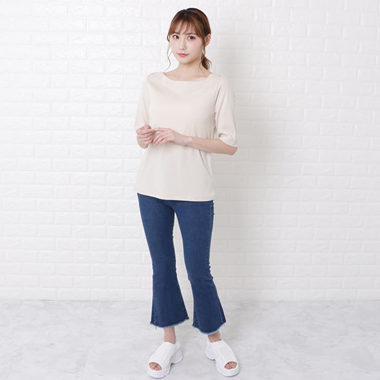LDKWARE HOBONICHI アイボリー ボートネックTシャツ LDKWARE HOBONICHI アイボリー ボートネックTシャツ ElegChic t