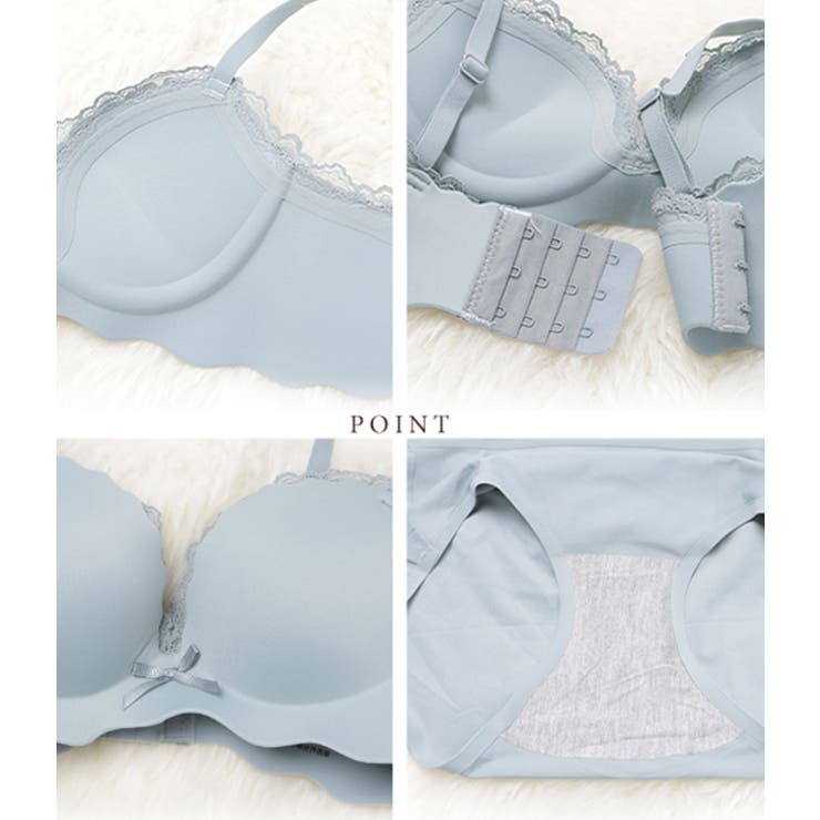 ☆Aubade ダンス モールド プランジ レース ブラ ノンワイヤー モールドブラジャー ショーツ[品番：LCLW0002601