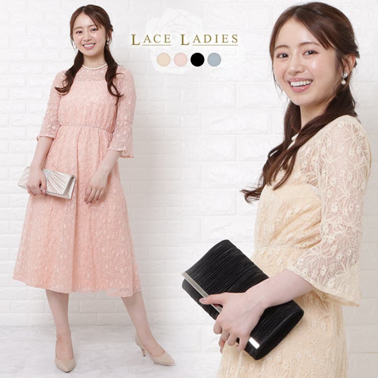 パーティードレス 花柄 総レース[品番：LCLW0002515]｜レース
