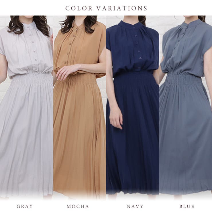 バンドカラー フレンチスリーブ プリーツ | レースレディース  | 詳細画像2 