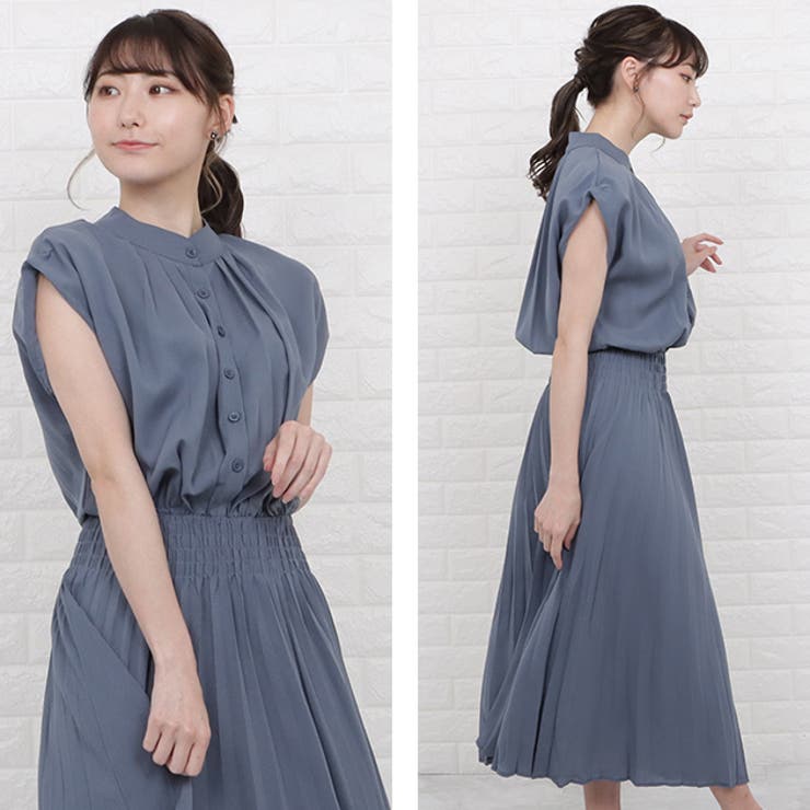 バンドカラー フレンチスリーブ プリーツ | レースレディース  | 詳細画像15 