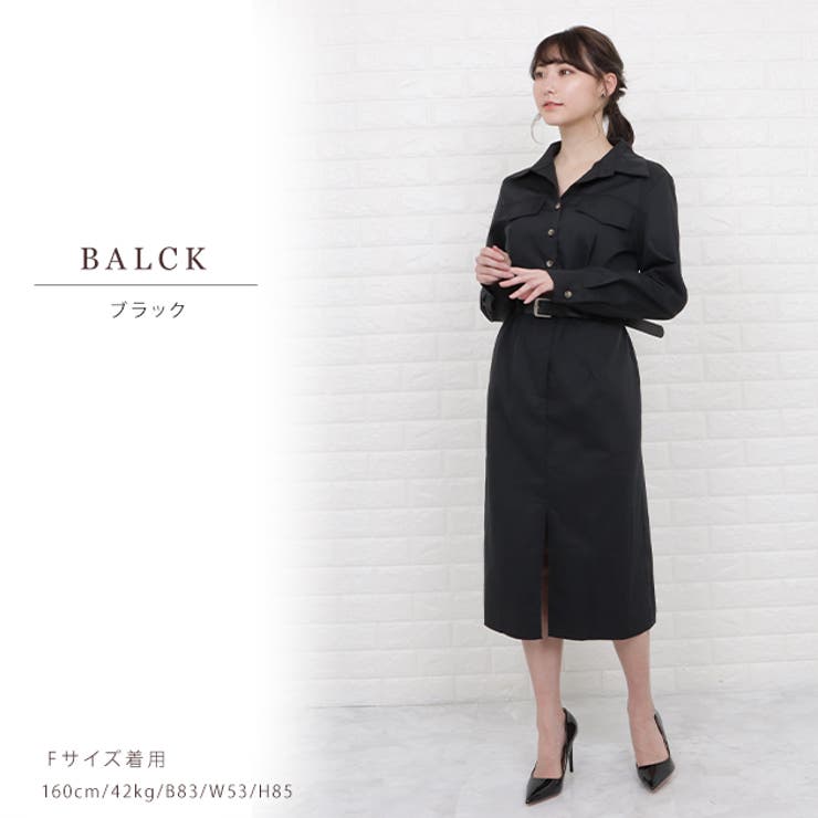 ベルト付き タイト シャツワンピース[品番：LCLW0002629