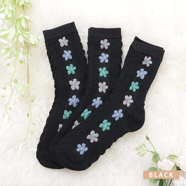 靴下 クルーソックス 花柄 | レースレディース  | 詳細画像2