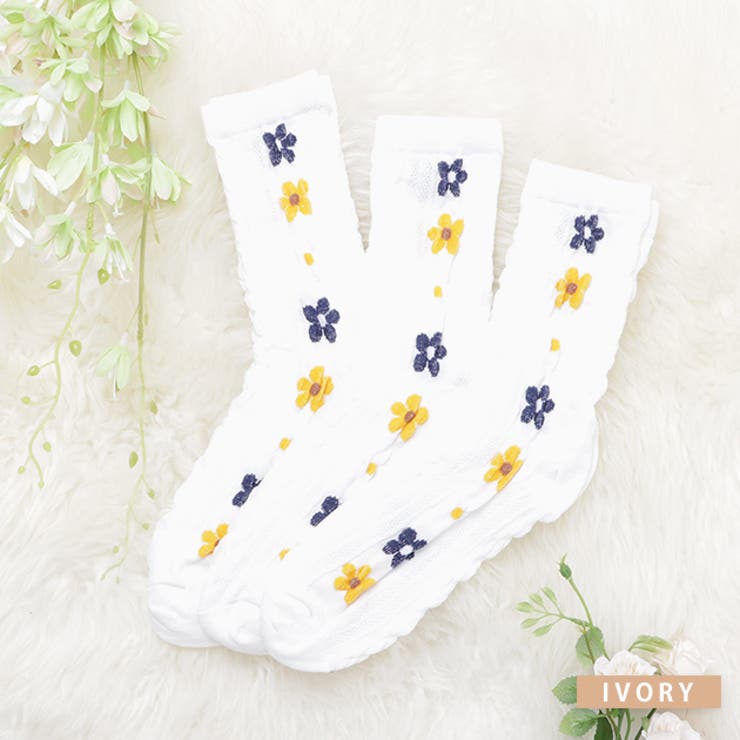 靴下 クルーソックス 花柄 | レースレディース  | 詳細画像3