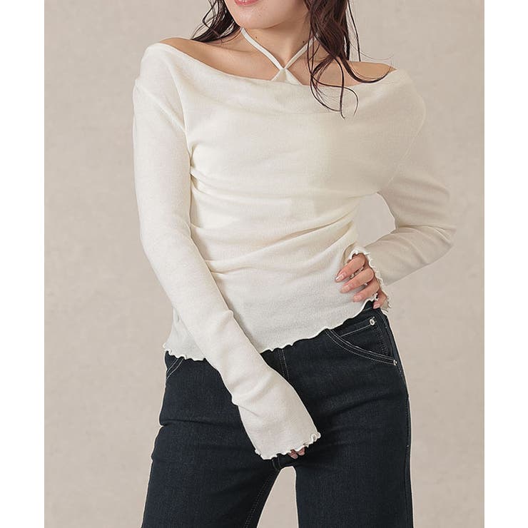 ホルターネック ドレープ レイヤード風 | レースレディース  | 詳細画像4 