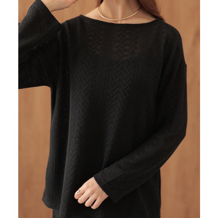 透かし編み クルーネック ベルト付き | レースレディース  | 詳細画像7 