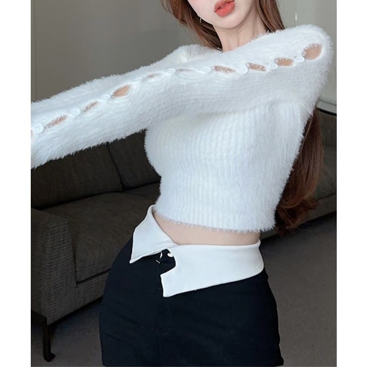 ボタン カットアウトコンパクト シャギー | レースレディース  | 詳細画像12 