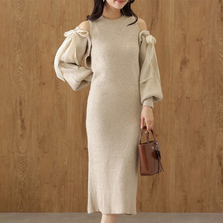 オープンショルダー リボン ロング | レースレディース  | 詳細画像1 