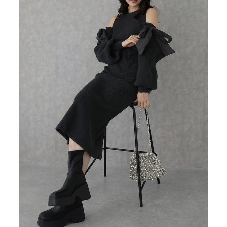 オープンショルダー リボン ロング | レースレディース  | 詳細画像7 