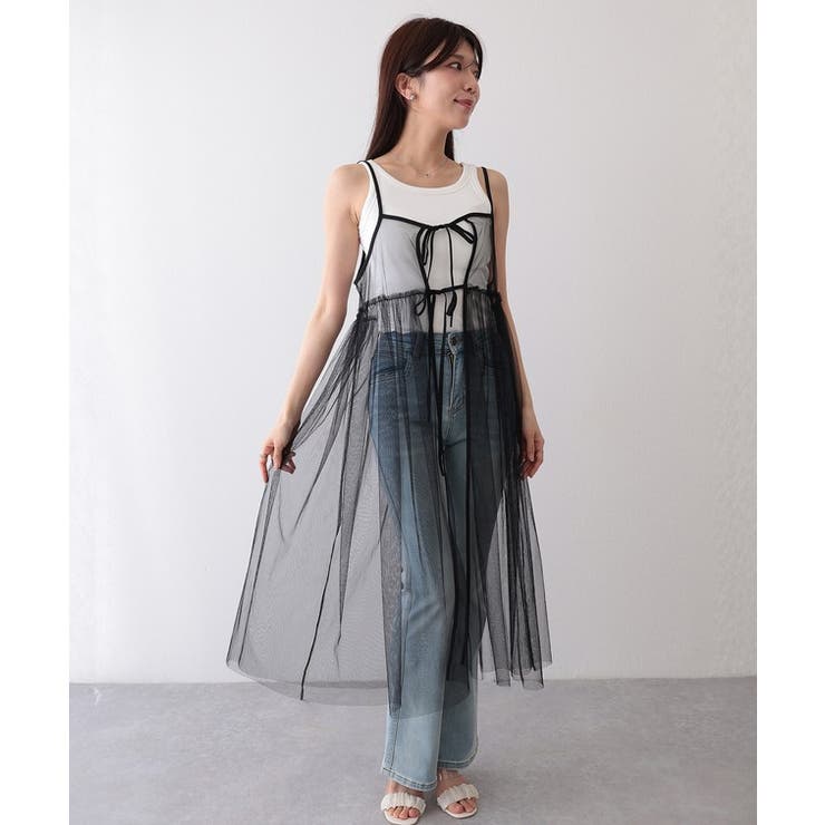 フロントリボン チュール キャミソール | レースレディース  | 詳細画像6 