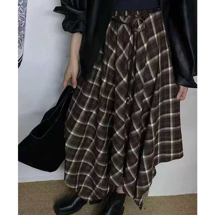 ベルト付き チェック柄 アシンメトリー | レースレディース  | 詳細画像4 