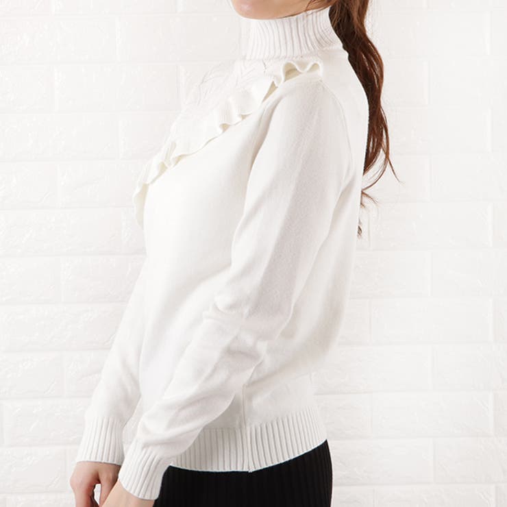 フリル ハイネック ニット[品番：LCLW0002840]｜レースレディース