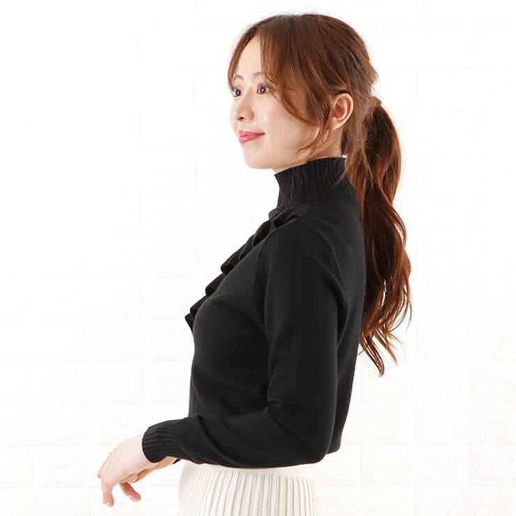 フリル ハイネック ニット[品番：LCLW0002840]｜レースレディース