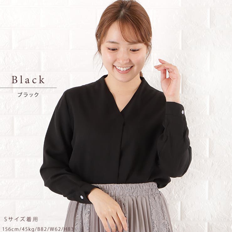 Vネック シフォン ブラウス[品番：LCLW0002971]｜レース