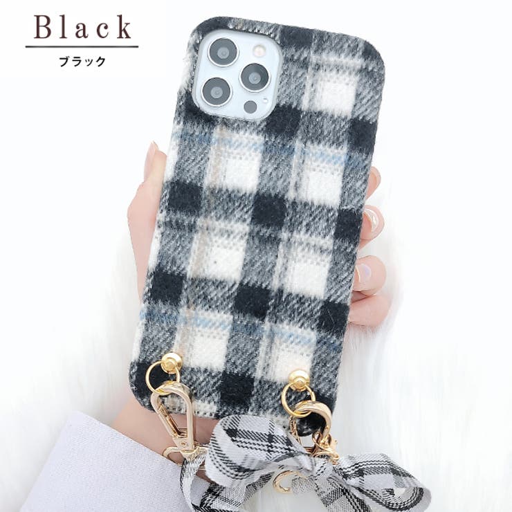 ストラップリボンチャーム付チェック柄iPhoneケーススマホケーススマホカバーiPhone1212pro12miniiPhone1111proiPhoneXRiPhoneXiPhone7iPhone8第2世代第3世代