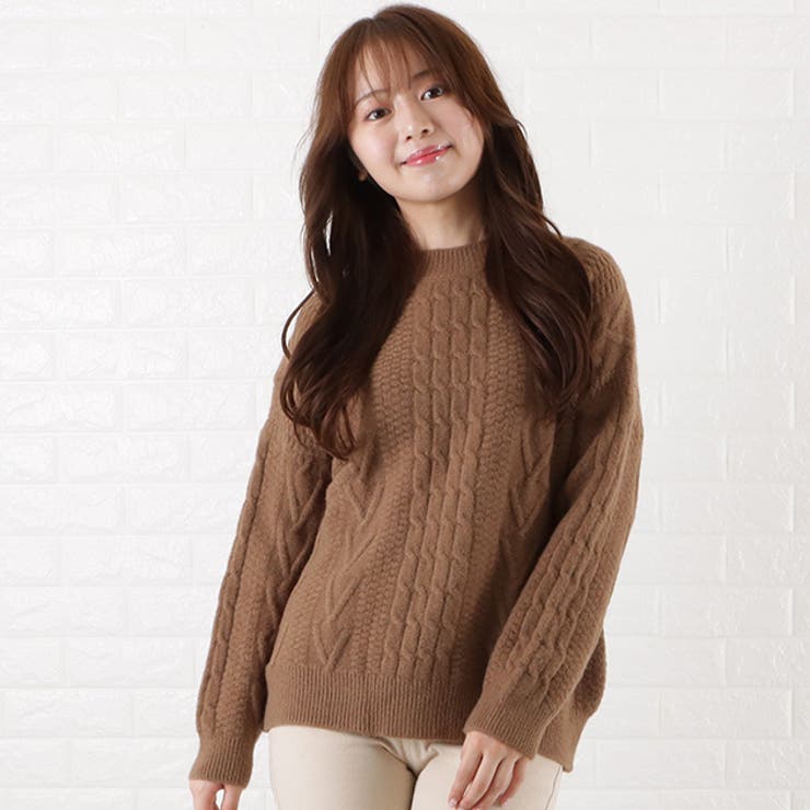 ケーブルニット オーバーサイズ プルオーバー[品番：LCLW0002992
