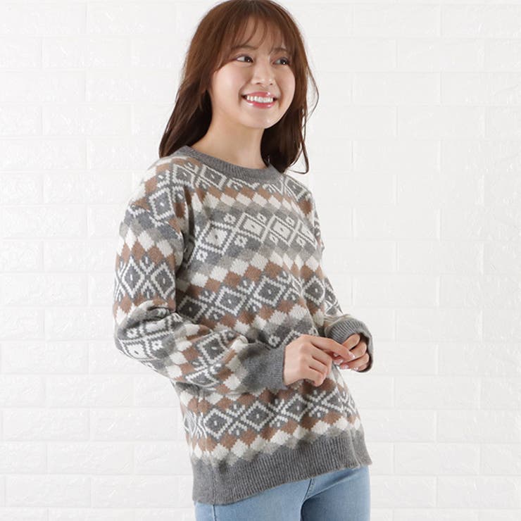 【関税込】DVF ★上品★レイニットジャカードコート キャメル ノルディック ジャガード ニット[品番：LCLW0002997]｜レース