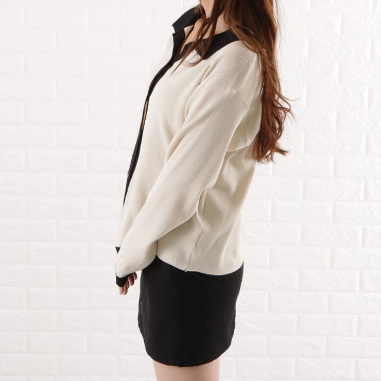 バイカラー 襟付き カーディガン | レースレディース  | 詳細画像4 