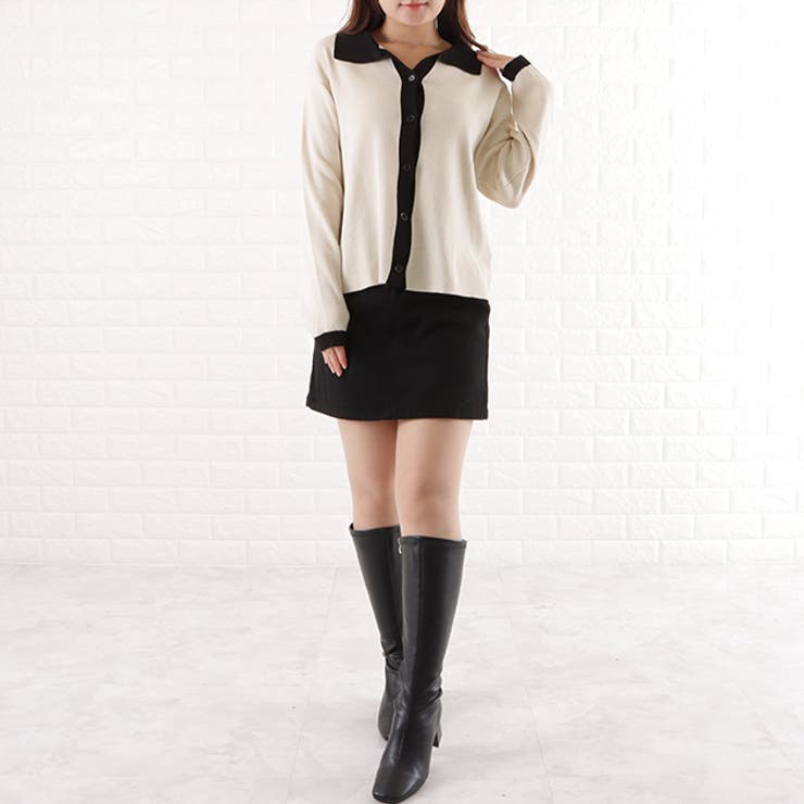 バイカラー 襟付き カーディガン | レースレディース  | 詳細画像6 