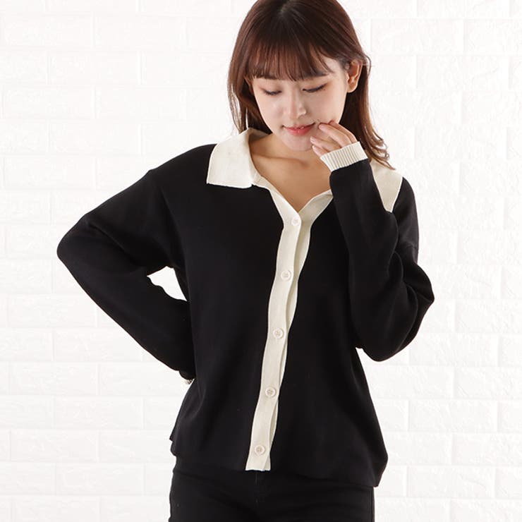 バイカラー 襟付き カーディガン | レースレディース  | 詳細画像9 