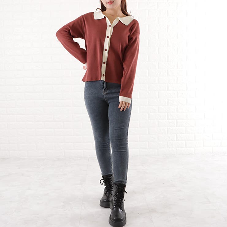 バイカラー 襟付き カーディガン | レースレディース  | 詳細画像15 