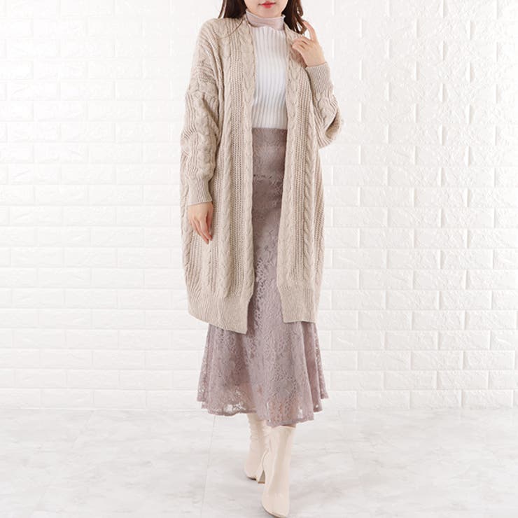 グレースコンチネンタル トップス レースドレープカーディガン 36ベージュ メール便】レースニットカーディガン／tops1456 | DAY CLOSET