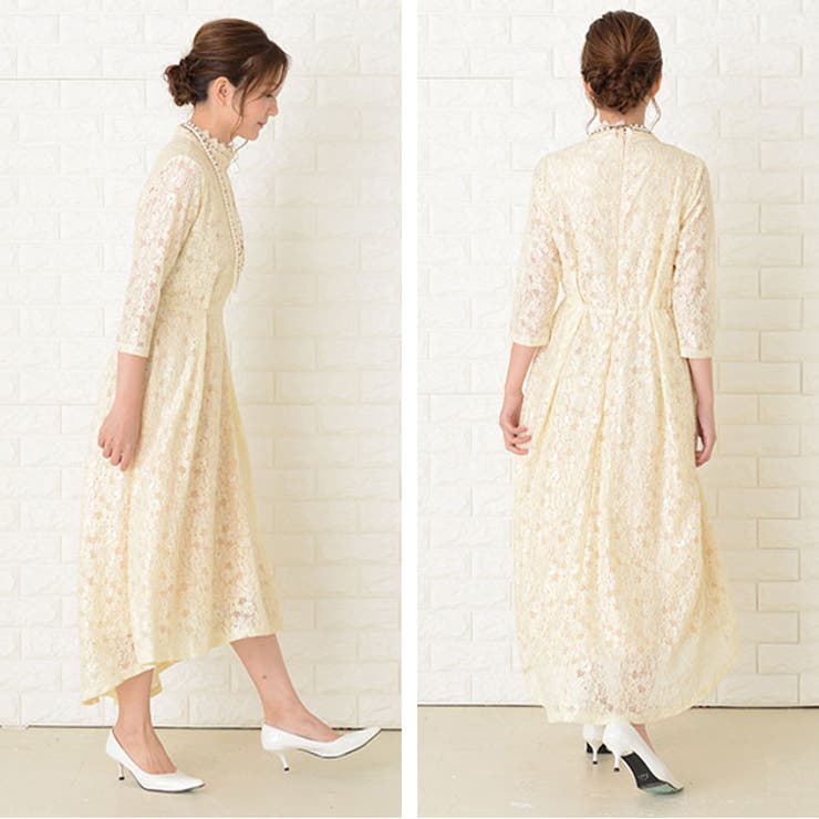 フィッシュテール ハイネック ロング丈ワンピース[品番
