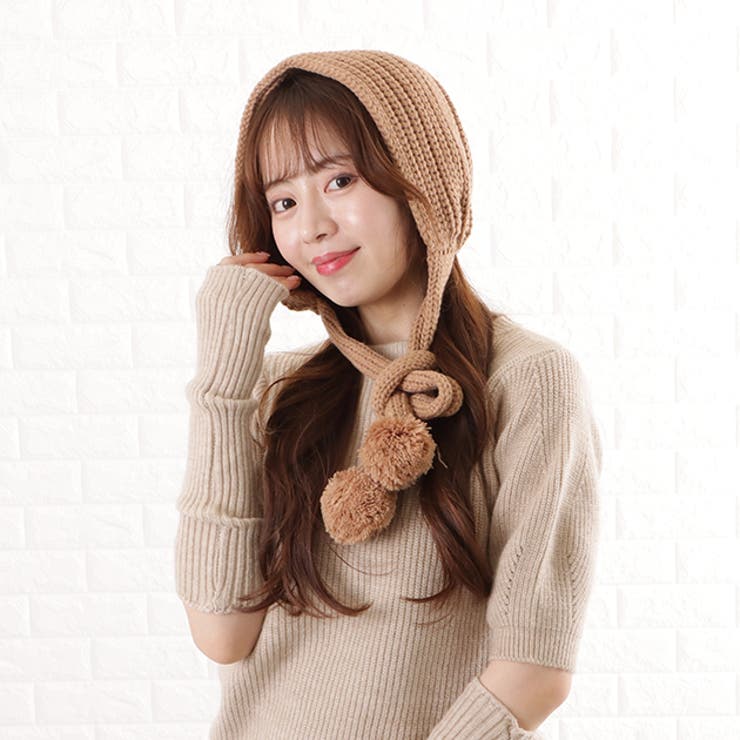 モカ | ぽんぽん付き ニット バラクラバ | レースレディース 