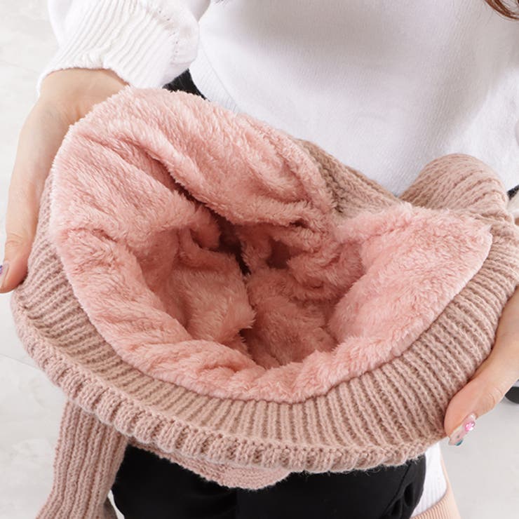 ボンボン付きニットバラクラバニット帽キャップ帽子スヌードレディースかわいい防寒たためる持ち運び便利シンプルナチュラルフェミニンガーリーカジュアルアウトドア秋冬ホワイトベージュモカブラックピンクグレー