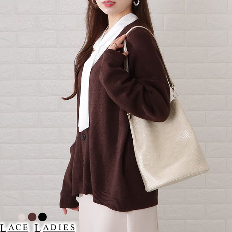 ANGIE カーディガン オーバーサイズVネックニットカーディガン