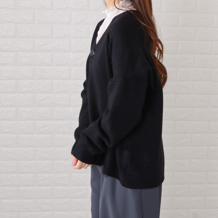 【一部予約販売中】 オーバーサイズ Vネック ニット[品番：LCLW0003138]｜レース Sサイズ